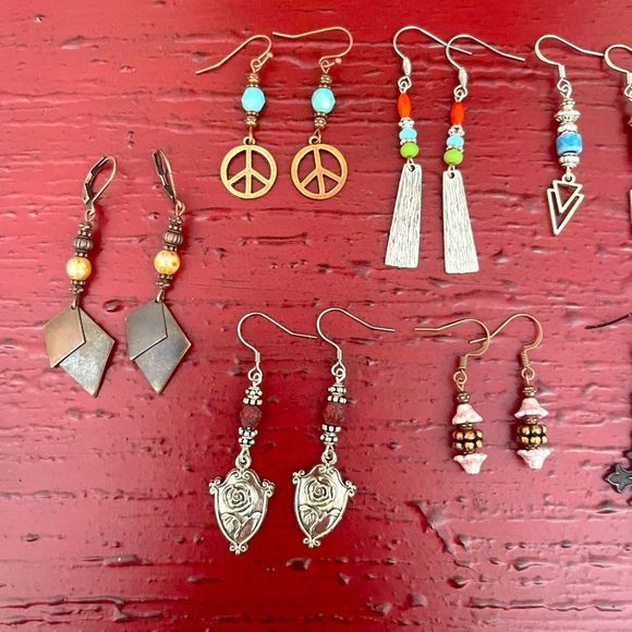 Earring Lot 10 Pair Hand Crafted Artisan Earrings Bohemian Earrings NEW # 194 - Picture 2 of 5